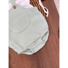 Kids Kingdom Çıçıtlı Zıbın ve Body Şapkalı Pamuklu Cepli 3lü Günlük Kız Çocuk Salopet Tulum