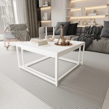 2’li Metal Iskeletli Beyaz Renk Orta Sehpa Servis Sehpası