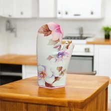 Çiçekli Isıya Dayanıklı Su ve Leke Itici Özellikli Fırın Eldiveni