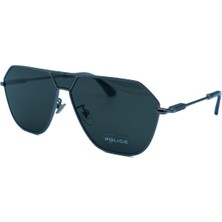 Police Spll 89M 509Y 62 Erkek Geometrik Siyah Metal Güneş Gözlüğü