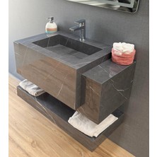 Akay Dizayn Porselen Banyo Lavabosu - Gri Dumanlı L02