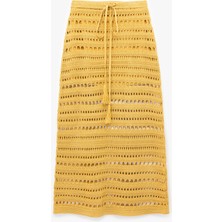 Koton Yarım Astarlı Beli Bağcıklı Uzun Kroşe Etek