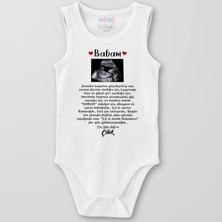 Ahoj  Organik Pamuk Babam Ultrason Görüntülü Bebek Body Çıtçıtlı Zıbın Badi Kolsuz