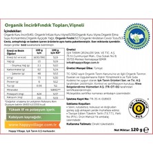 Happy Village Organik Incir&fındık Topları,vişneli-Meyve Barı- Organik Meyve Barı- Glutensiz- Vegan 120 gr