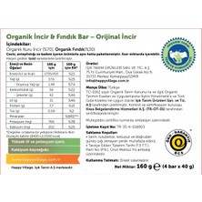 Happy Village Organik Meyve Bar Incir&fındık Bar-Orijinal Incir-Meyve Barı- Organik Meyve Barı- Glutensiz- Vegan 40 gr x 4 Ad.