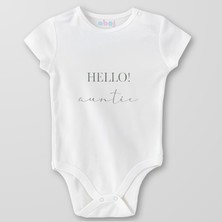 Ahoj %100 Organik Pamuk Hello Auntie Bebek Body Çıtçıtlı Zıbın Badi Kısa Kol