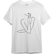 The Lucid Lab Women / Kadın Silüeti Tişört - Beyaz