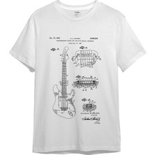 The Lucid Lab Fender Stratocaster Gitar Tişört - Beyaz