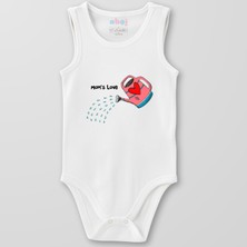 Ahoj  Organik Pamuk Moms Love Bebek Body Çıtçıtlı Zıbın Badi Kolsuz