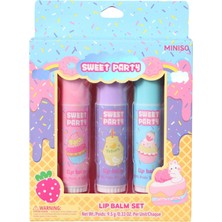 Miniso Sweat Party Tatlı Temalı 3'lü Lip Balm Seti