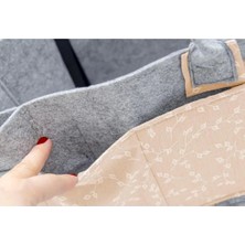 Çocuk Babyjem Keçe Anne Bebek Bakım Çantası 772 Somon Çiçek
