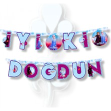 Frozen 2 Temalı Iyi Ki Doğdun Flaması - Elsa ve Anna Doğum Günü Süsleri | Parti Malzemeleri