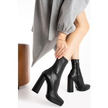 Kadın Streç Bot Siyah Deri