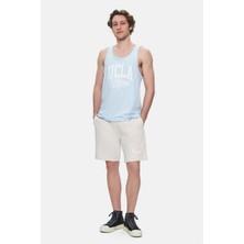 Ucla Pebble Açık Mavi Sıfır Kol Oversize Baskılı Oversize Erkek Tshirt
