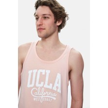 Ucla Pebble Toz Pembe Sıfır Kol Oversize Baskılı Oversize Erkek Tshirt