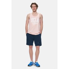 Ucla Pebble Toz Pembe Sıfır Kol Oversize Baskılı Oversize Erkek Tshirt