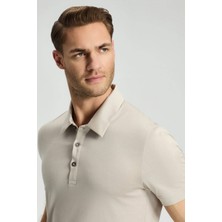 Merserize Pamuk Açık Bej Polo Yaka T-Shirt