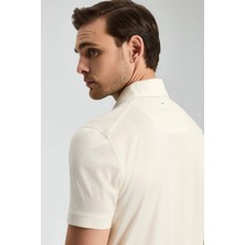 Merserize Pamuk Krem Rengi Polo Yaka T-Shirt