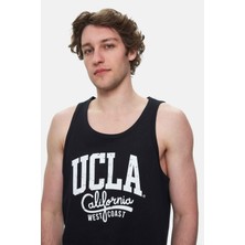 Ucla Pebble Siyah Sıfır Kol Oversize Baskılı Oversize Erkek Tshirt
