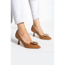 Kadın  Deri Stiletto Taba