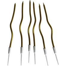 Eğik Pasta Mumu Altın Renkli  6 Lı 14  cm