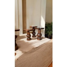 Wood Ahşap 3’lü Set Ürgüp Mantar Yan Sehpa Konik Model / Kestane Renk / Zigon Sehpa Vernikli