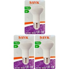 (3 adet) Şavk 8W (54W) Sarı Işık (3000K) E27 DUYLU (Kalın Duy) LED R63 Ampul