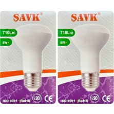 (2 adet) Şavk 8W (54W) Sarı Işık (3000K) E27 DUYLU (Kalın Duy) LED R63 Ampul