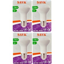 (4 adet) Şavk 8W (54W) Sarı Işık (3000K) E27 DUYLU (Kalın Duy) LED R63 Ampul