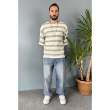 Oversize Bisiklet Yaka Örgü Salaş Tişört