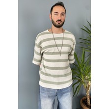 Oversize Bisiklet Yaka Örgü Salaş Tişört