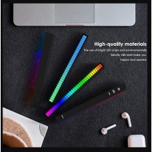 Hevolt Rgb LED Çubuk Sese ve Müziğe Duyarlı Ambiyanslı Ekolayzer C Type Şarjlı Taşınabilir Stick Siyah Kasa