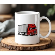 BB Design BB Desing Kırmızı Tır Tasarımlı Beyaz Seramik Baskılı Kupa Bardak 330 ml