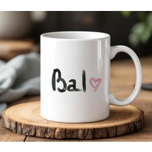 BB Design BB Desing  Bal Kalp Tasarımlı Beyaz Seramik Baskılı Kupa Bardak 330 ml