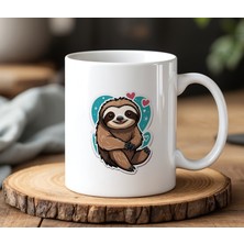 BB Design BB Desing  Sevi mli Hayvan Tasarımlı Beyaz Seramik Baskılı Kupa Bardak 330 ml