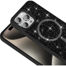 KOSO  Apple iPhone 14 Pro Max Siyah Swrvski Taşlı Magsafe Telefon Kılıfı