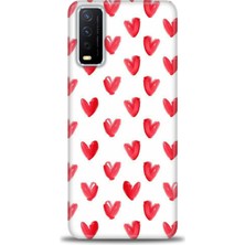 gmotp Vivo Y20 Kılıf Hd Baskılı - Kırmızı Minik Kalpler
