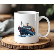 BB Design BB Desing Gemi Görsel Tasarımlı Beyaz Seramik Baskılı Kupa Bardak 330 ml