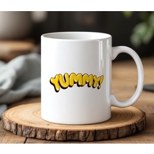 BB Design BB Desing Yummy !! Tasarımlı Beyaz Seramik Baskılı Kupa Bardak 330 ml