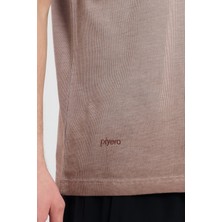 Erkek Kahverengi Bisiklet Yaka Yıkamalı Basic T-Shirt - 165