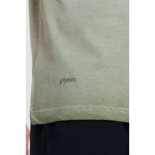 Erkek Yeşil Bisiklet Yaka Yıkamalı Basic T-Shirt - 165