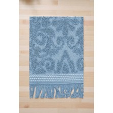 2 Parça Jakarlı Banyo Havlu Takımı  Pamuklu 90 x 150  cm  Arden Mavi