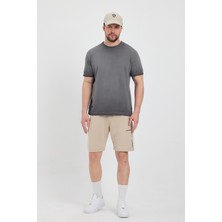 Erkek Siyah Bisiklet Yaka Yıkamalı Basic T-Shirt - 165