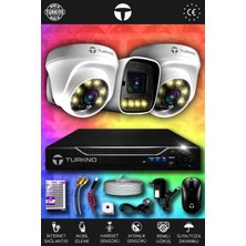 Turkno 3 Kameralı Navie 2 Iç Kamera Set Hdd'siz Full Hd Renkli Gece Görüşlü Güvenlik Kamerası Sistemi