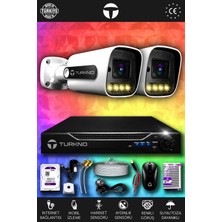 Turkno 2 Kameralı Navie 2 Dış Kamera Set 500 GB HDD Full Hd Renkli Gece Görüşlü Güvenlik Kamerası Sistemi