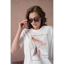 Bisiklet Yaka Varak Baskılı Basic T-Shirt