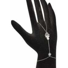 Nusret Takı 925 Ayar Gümüş Nazar Boncuklu Türk Motifi Desenli Şahmeran, Beyaz