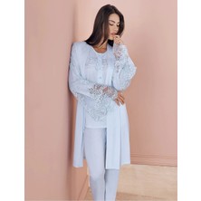 Freshness Espuar Penye 3'lü Sabahlık Kadın Pijama Takımı