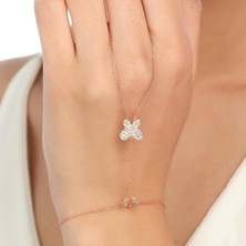 Nusret Takı 925 Ayar Gümüş  2'li Kelebek Modeli Şahmeran, Pembe