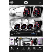 Turkno 6 Kameralı Karia 3 Iç Kamera Set 500 GB HDD Full Hd Gece Görüşlü Güvenlik Kamerası Sistemi
